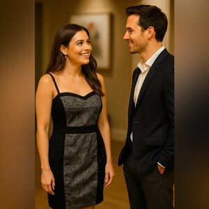 Torrid Elegant Black and Gray Dress